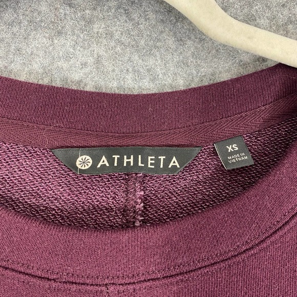 Athleta Dress XS Maroon Purple Short Sleeve Embrace Knit Mini Waist Tie NEW - Picture 6 of 12